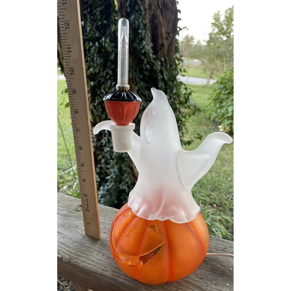Halloween JCPenny Acrylic Light Up Ghost on Pumpkin Decoration